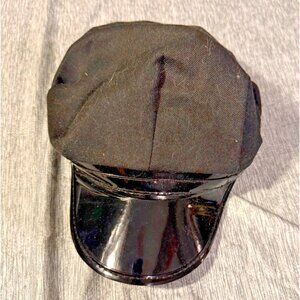Police Cap Hat Costume Black Adjustable Mens Womens Cosplay Shiny Brim